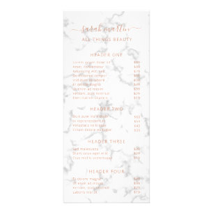 Elegante Beauty Salon Prijslijst Roze Goud Marmer Reclamekaart