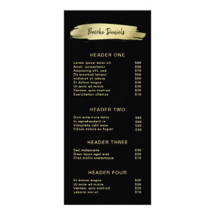 Elegante Beauty Salon Zwarte en Gouden Prijslijst Reclamekaart