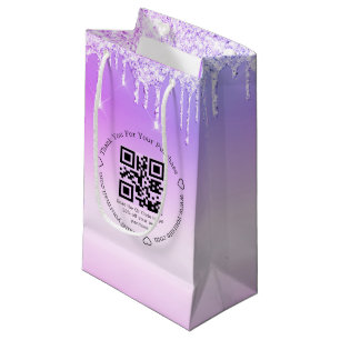 elegante bedank business qr code roze druipend klein cadeauzakje