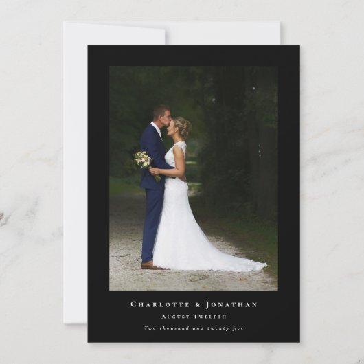 Elegante Bedankt bruiloft 2 foto zwart en wit (Voorkant)