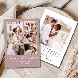Elegante Bedankt Mauve Vijf foto collage bruiloft