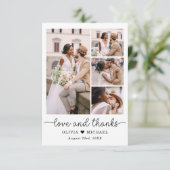 Elegante Bedankt Script Vijf foto collage bruiloft (Staand voorkant)