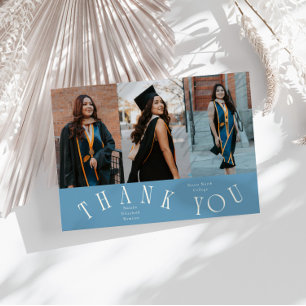 Elegante Bedankt Typografie Grad Foto Denim Blauw Aankondiging