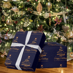 Elegante bedrijf fijne feestdagen Navy Blue Goud Cadeaupapier