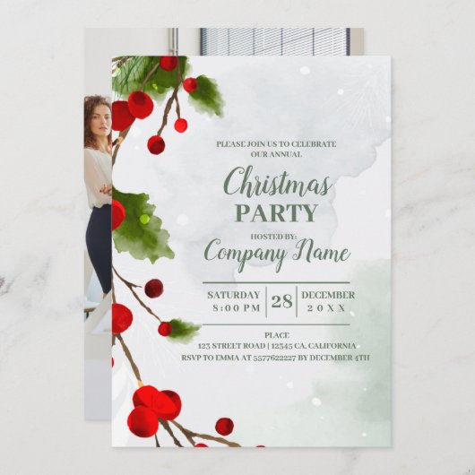 Elegante bedrijfs cocktail kerstfeest kaart (Voorkant / Achterkant)