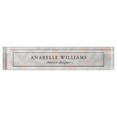 Elegante bedrukte Roos marmeren textuur Naambordje (Voorkant)