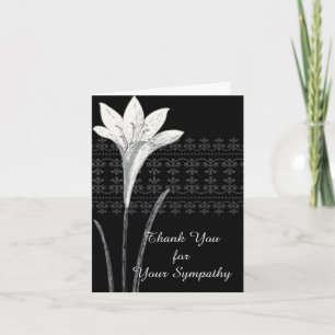 Elegante begrafenis bedankkaart Iris zwart en wit