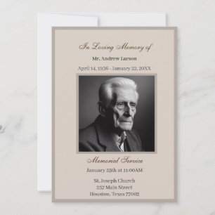 Elegante begrafenis/herdenkingsceremonie kaart