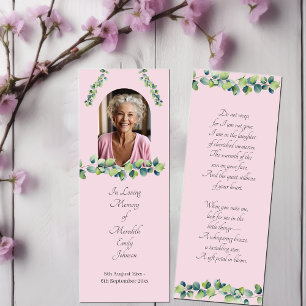 Elegante begrafenis Memorial Foto Bladwijzer Kaart Mini Visitekaartje