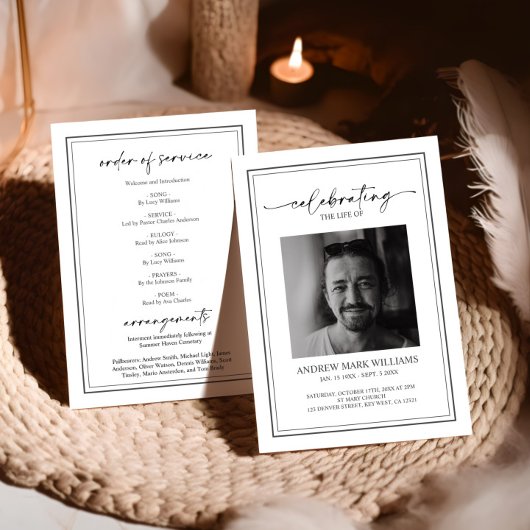 Elegante begrafenis orde van dienst programma