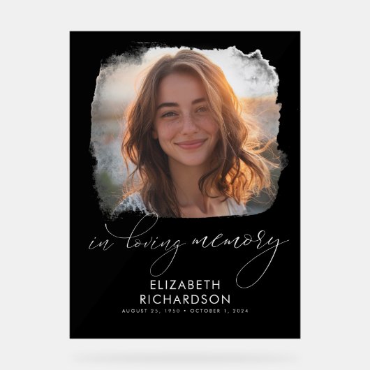 Elegante begrafenisfoto in liefdevolle herinnering acryl bord (Voorkant)