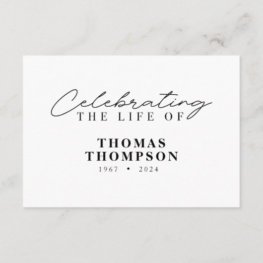 Elegante begrafenisviering van het leven Deel een Informatiekaartje (Achterkant)