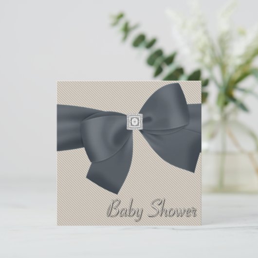 Elegante Beige Baby Douche Uitnodigingen (Staand voorkant)