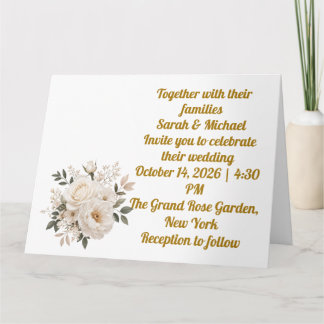 Elegante Beige Bloemen Bruiloft Uitnodiging Templa