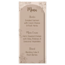 Elegante Beige Bloemige Trouwmenu