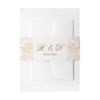 Elegante Beige Bloemrijke Minimale Script Botanisc Uitnodigingen Wikkel