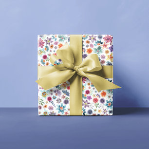 Elegante Beige Botanische Bloemisterij Wilde Bloem Cadeaupapier