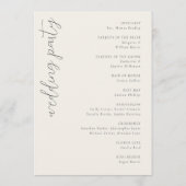 Elegante Beige Botanische Huwelijksceremonie Schem Programma (Achterkant)