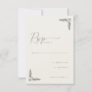 Elegante Beige Botanische RSVP Kaartje