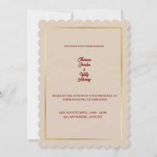 Elegante Beige & Bourgondische Bloemen Huwelijksui Kaart