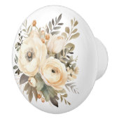 Elegante Beige Bruine Bloemen Bloemen Keramische K Keramische Knop (Rechts)