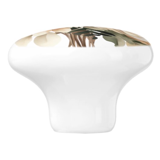 Elegante Beige Bruine Bloemen Bloemen Keramische K Keramische Knop (Zijkant)