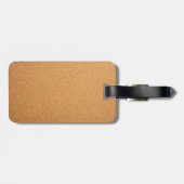 Elegante Beige Bruine Leer Textuur Monogram Bagagelabel (Achterkant horizontaal)