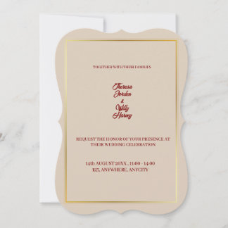 Elegante Beige & Burgundy Bloemen Bruiloft Uitnodi Kaart