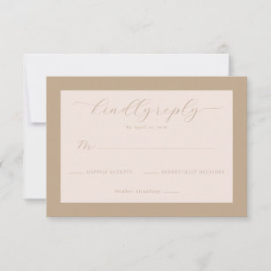 Elegante Beige Calligrafie RSVP Kaartje