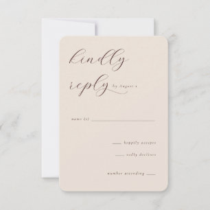 Elegante Beige Calligrafie RSVP Kaartje