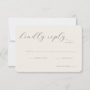 Elegante Beige Calligrafie RSVP Kaartje