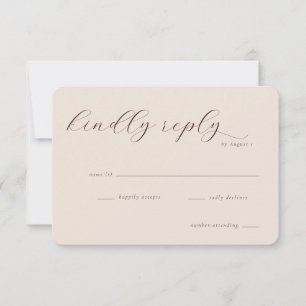 Elegante Beige Calligrafie RSVP Kaartje