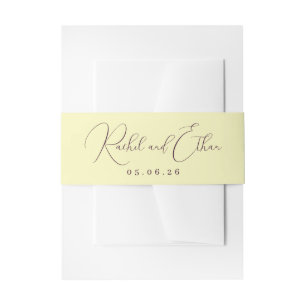 Elegante Beige Calligrafie Uitnodigingen Wikkel