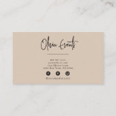 Elegante Beige Cream Minimalist Boho Chic Modern Visitekaartje (Achterkant)