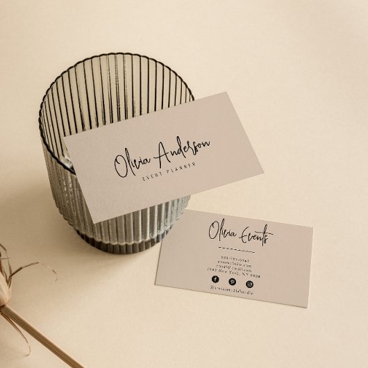 Elegante Beige Cream Minimalist Boho Chic Modern Visitekaartje