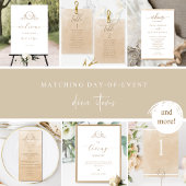 Elegante Beige Cream Waterverf Monogrammed Wedding Menu