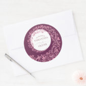 Elegante Beige Damask Wedding Ronde Sticker (Envelop)
