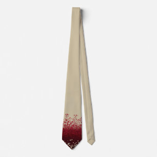 Elegante beige en bordeauxrode bloemengradient her stropdas