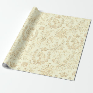 Elegante Beige Equestrian Floral Toile Cadeaupapier