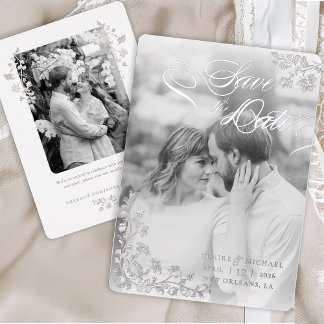 Elegante Beige Floral  Save the Date Folie Uitnodiging