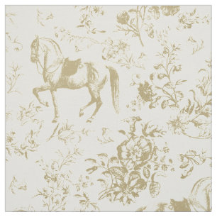 Elegante Beige Gold Horse Bloementoilet Stof