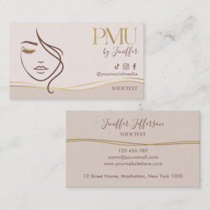 Elegante Beige & Goud PMU Zakelijke kaart Visitekaartje