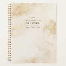 Elegante Beige Gouden Waterverf | Business Planner