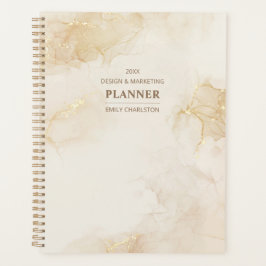 Elegante Beige Gouden Waterverf | Business Planner