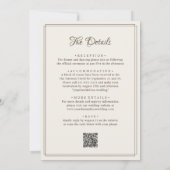 Elegante Beige Grens QR Code Alles in Één Huwelijk Kaart (Achterkant)