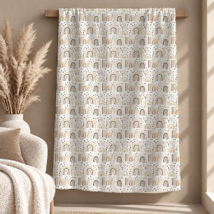 Elegante Beige Ivoor Boho Regenboog Blad Worpdeken Fleece Deken