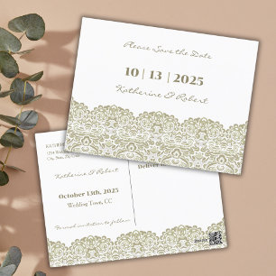 Elegante beige kant Save the Date Briefkaart