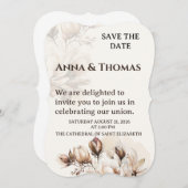 Elegante Beige Magnolia Bewaar de datum Kaart (Voorkant / Achterkant)