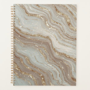 Elegante Beige Marmeren Achtergrond Met Gouden Gli Planner