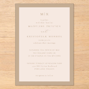 Elegante Beige Minimalistische Calligrafie Acryl Uitnodigingen